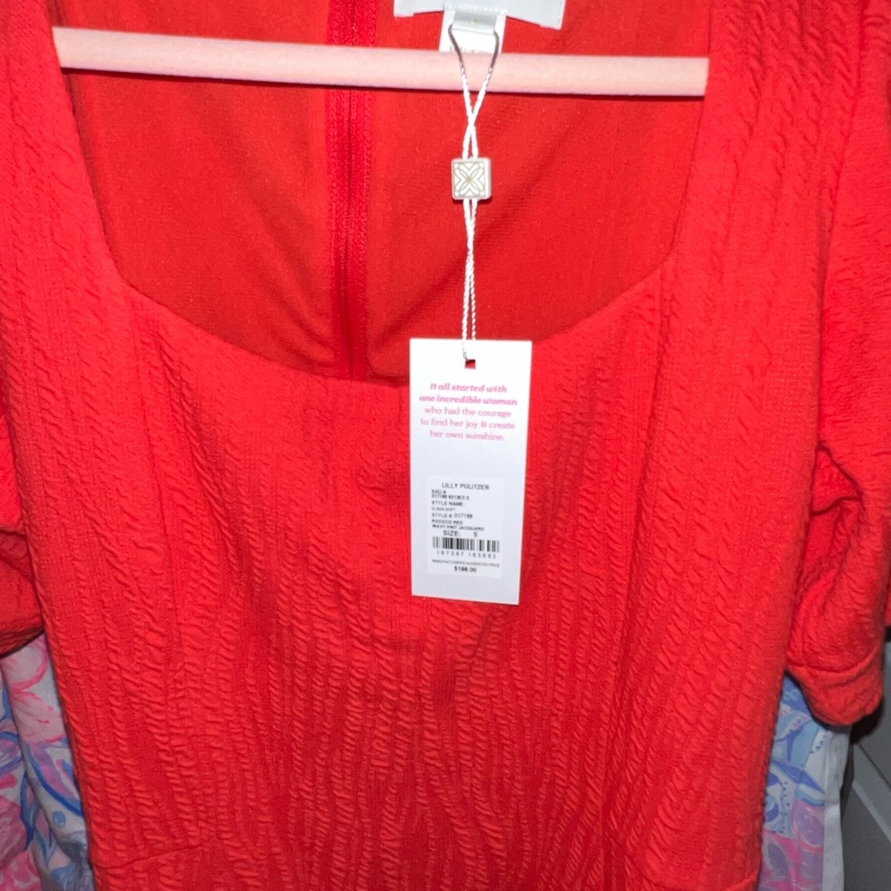 Lilly Pulitzer Vibrant Red Puff Sleeve Mini Dress - Picture 3 of 3